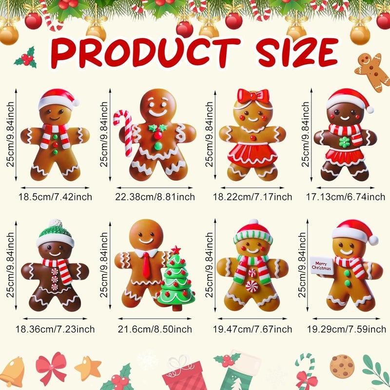 Memorywuu 8 Pcs Christmas Gingerbread Man Yard Signs with Stakes Outdoor 3D Gingerbread House Decoration Xmas Yard Stakes Lawn Signs for Christmas Holiday Pathway Garden Patio Party Favors(Classic) - Image 2